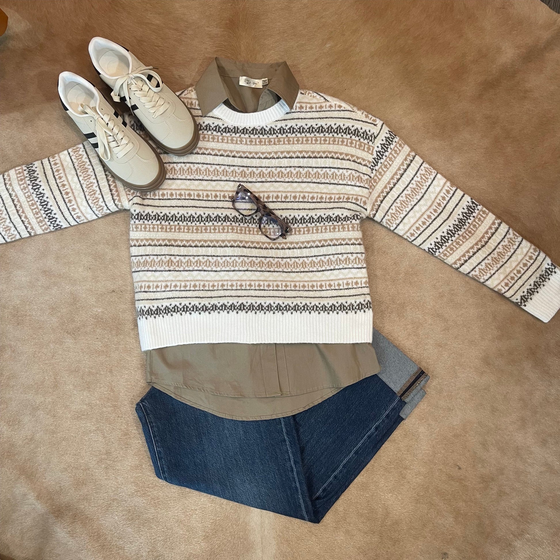 RD Style - Hera Long Sleeve Crew Neck Pullover Knit Sweater