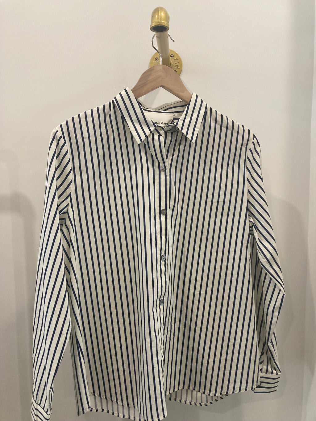 Pink Martini - Navy & White Collared Button Down Top