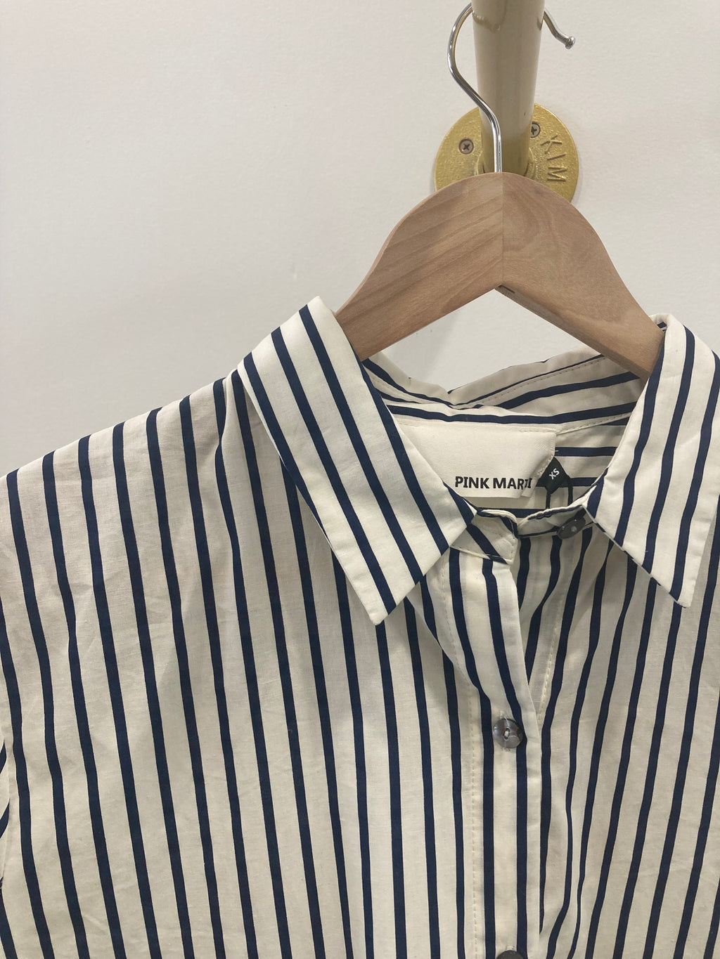 Pink Martini - Navy & White Collared Button Down Top